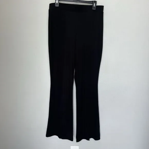 Jolie & Joy By FCT | Black Stretchy Pull On Pants Ankle Slits Flare Size 1X - Picture 2 of 7